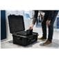 Rugged tablet charging cart at a trade show