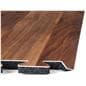Trade show booth flooring exhibiting the layering of foam, vinyl finish, and beveled edge of one square