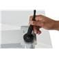Illuminated clear acrylic podium features a mic attachment socket