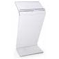 Back view of clear acrylic Z shape podium