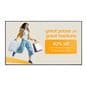 Digital advertising screen showcasing a retail clothing store sale graphic 