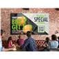 4 TV video wall system being shown displayed in a restaurant environment showing a todays special graphic