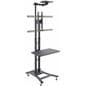 Black Teleconferencing TV Stand with AV Shelf & Camera Tray