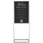 Silver 24" x 36" metal poster stand with stable base
