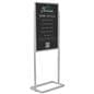 silver 24" x 36" metal poster stand with 2 protective lenses