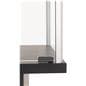 Pedestal showcase with chrome hinges
