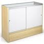 Maple Melamine Store Display Case With Hidden Storage Area