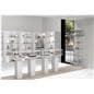 Glass curio cabinet paired with other display cases of our Opulent collection in a retail environment