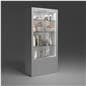 White display cabinet with glass doors and illuminated interior