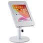 Silver adjustable countertop iPad stand rotates and swivels