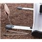 Outdoor double-sided banner display stand with ground stakes