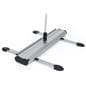 Outdoor retractable banner display frame with base stabilizers
