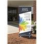 Wide outdoor retractable banner frame weather resistant
