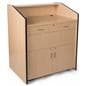 Multimedia podium with locking storage and cable management
