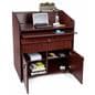 Presentation podium with locking cabinet and adjustable shelves