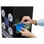 Custom acrylic display pedestal with adhesive vinyl graphics