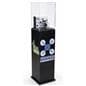Custom acrylic display pedestal with branded graphics