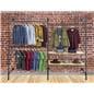 Pipe Outrigger Wall Display with 2 Natural Clothing Shelves