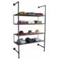 Industrial Retail Wall Shelves Showcasing Clothing and Hats