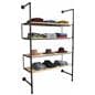 Industrial Pipe Shelving Wall Unit Showcasing Hats and Clothing