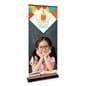Premium wide base retractable banner stand with custom artwork 