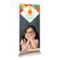 Premium wide base retractable banner stand with 33 inch wide frame
