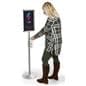 Floor standing hand sanitizer holder accommodates 8 oz bottles