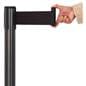These retractable belt stanchions have a nylon belt