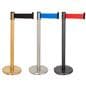 These retractable belt stanchions have multiple color options