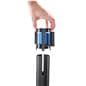 Crowd control stanchion with blue retractable belt