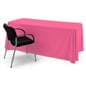 Pink polyester table cover with draping display 