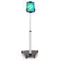Rolling iPad stand with adjustable height for capturing perfect viewing angle 