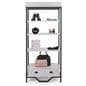 French country etagere shelving has a weight capacity of 110 pounds per shelf