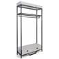 Farmhouse industrial clothing rack with black powder coated frame