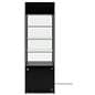 LED retail display tower has a storage cabinet below display area