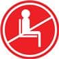 Red do not use seating sticker with removable self-adhesive backing