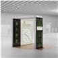 backlit trade show booth with arch