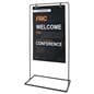 Minimal hanging signage stand with floor standing design