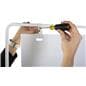 Minimalist white signage stand with flat head screw assembly 