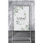 Minimalist white freestanding signage with max weight capacity of 5 pounds