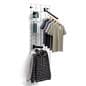 Slatgrid panel in chrome displays clothes, accessories, and more