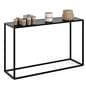 Black console table with low-profile design