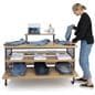 Tiered display table with wheels and double sided design