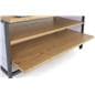 Tiered display table with wheels and rolling glide shelves