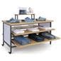 Tiered display table with wheels and max weight capacity of 330 pounds