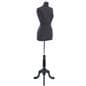 Female body form mannequin with black fabric covered form