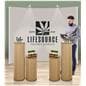 Round accordion display pedestals with greenprint feature