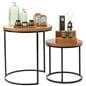 Round cork nesting tables with black  base