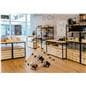 Modular shelving system with 3 styles of connector clamps for a multitude of building possibilities
