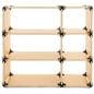 Modular shelving system with shelf dimensions of 45.25 inches in height and 45.5 inches in width